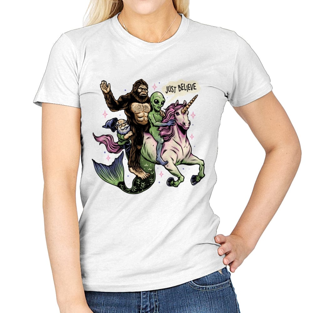 Just Believe - Womens T-Shirts RIPT Apparel Small / White
