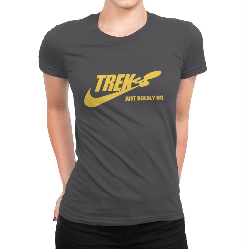 Just Boldly Go - Womens Premium T-Shirts RIPT Apparel Small / Heavy Metal