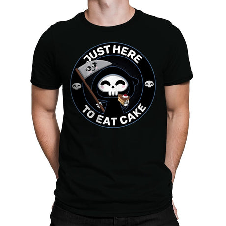 Just here to eat Cake - Mens Premium T-Shirts RIPT Apparel Small / Black