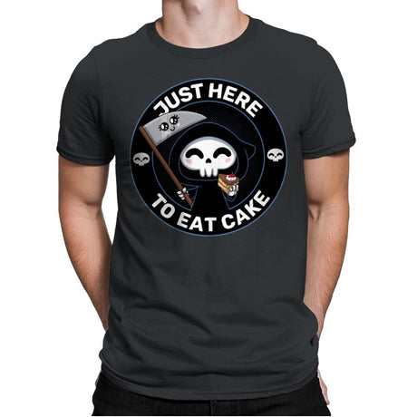 Just here to eat Cake - Mens Premium T-Shirts RIPT Apparel Small / Heavy Metal