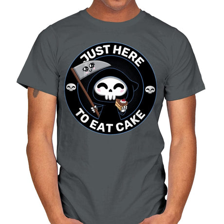Just here to eat Cake - Mens T-Shirts RIPT Apparel Small / Charcoal