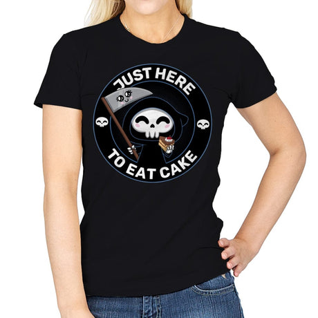 Just here to eat Cake - Womens T-Shirts RIPT Apparel Small / Black