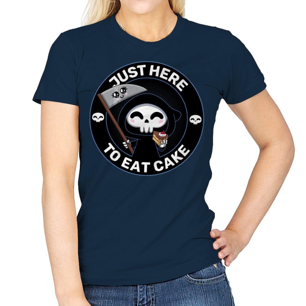 Just here to eat Cake - Womens T-Shirts RIPT Apparel Small / Navy