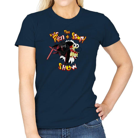 K. Ren & Stimpy Show Exclusive - Womens T-Shirts RIPT Apparel Small / Navy