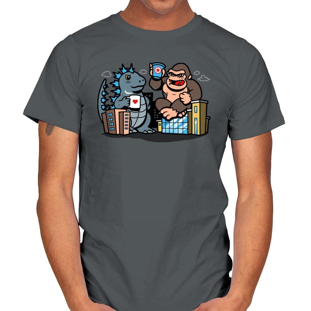 Kaiju Coffee Break - Mens T-Shirts RIPT Apparel Small / Charcoal