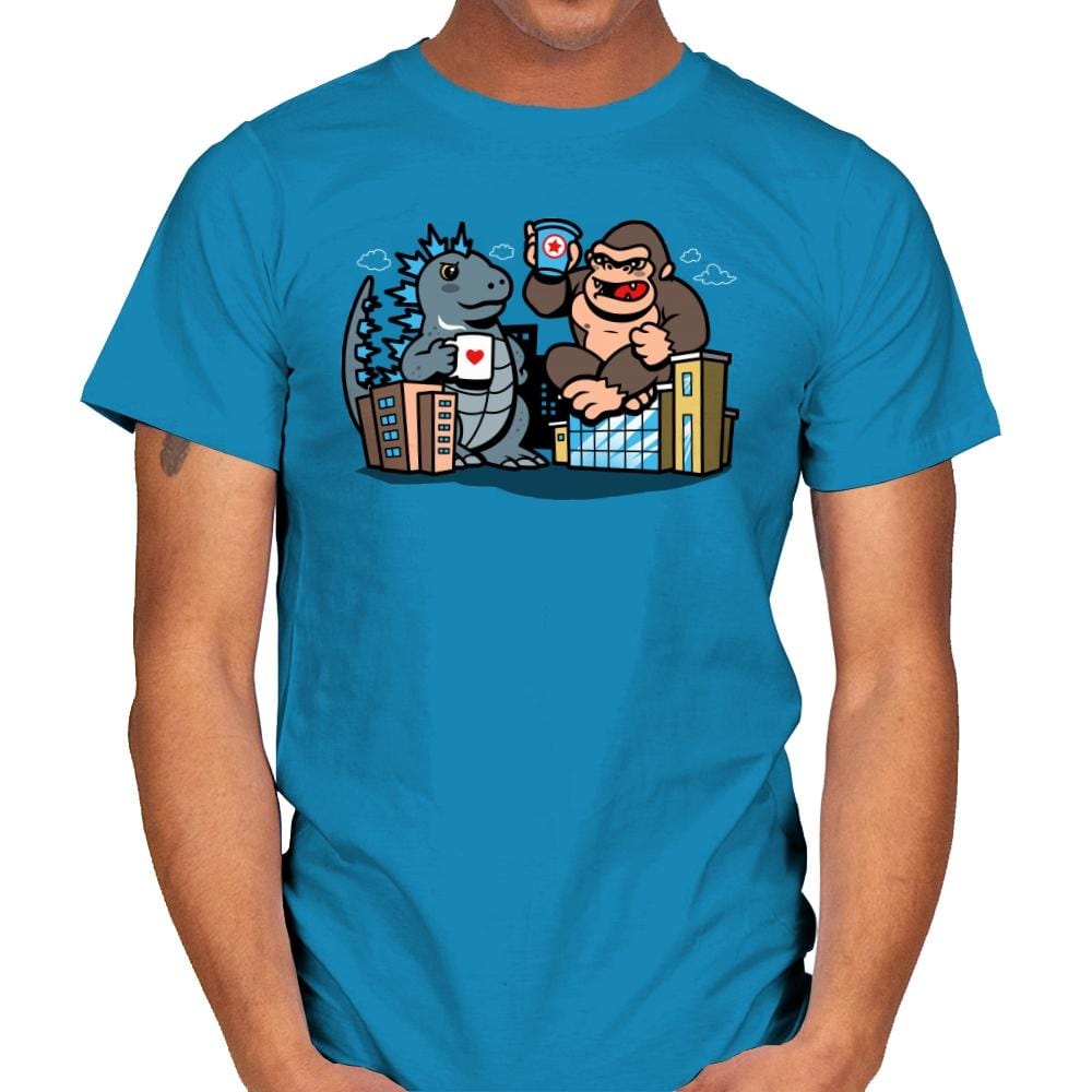 Kaiju Coffee Break - Mens T-Shirts RIPT Apparel Small / Sapphire