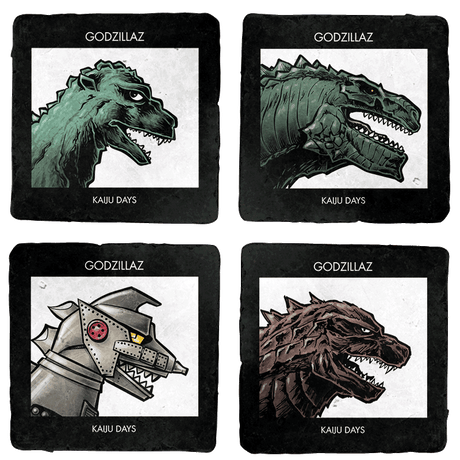 Kaiju Days Exclusive 4-Coaster Set - Coasters Coasters RIPT Apparel X4 / Black
