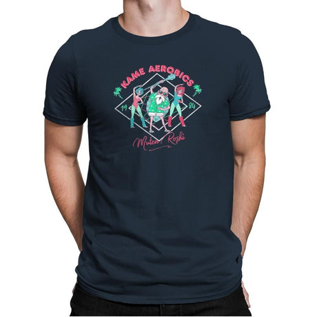 Kame Aerobics - Kamehameha Tees - Mens Premium T-Shirts RIPT Apparel Small / Indigo