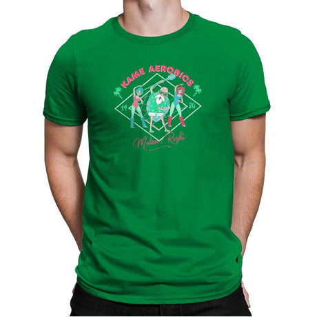 Kame Aerobics - Kamehameha Tees - Mens Premium T-Shirts RIPT Apparel Small / Kelly Green