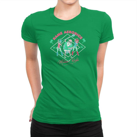 Kame Aerobics - Kamehameha Tees - Womens Premium T-Shirts RIPT Apparel Small / Kelly Green