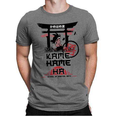 Kame School Of Martial Arts - Mens Premium T-Shirts RIPT Apparel Small / Heather Grey