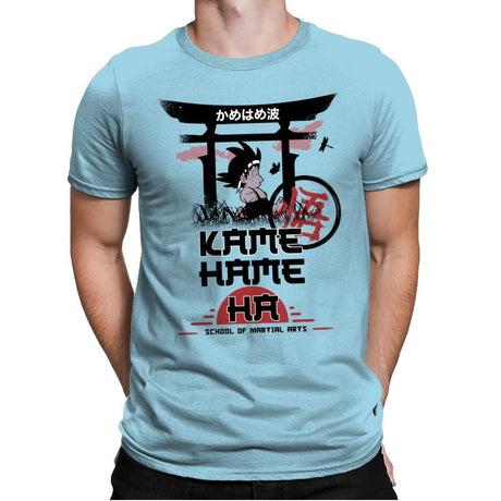 Kame School Of Martial Arts - Mens Premium T-Shirts RIPT Apparel Small / Light Blue