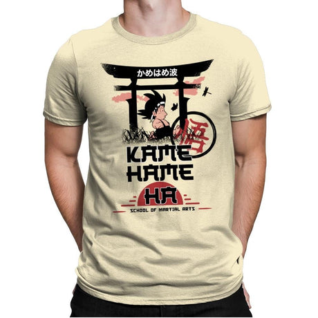 Kame School Of Martial Arts - Mens Premium T-Shirts RIPT Apparel Small / Natural