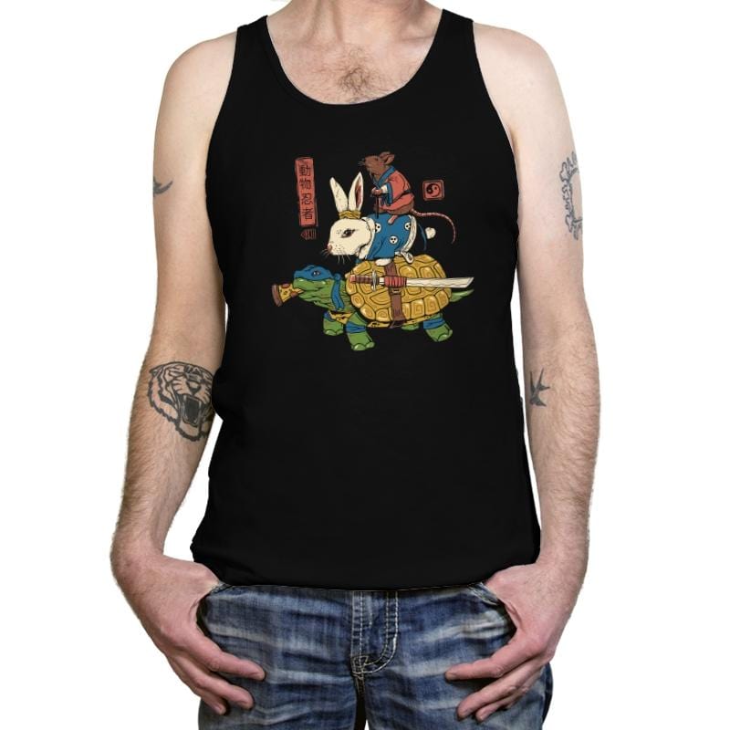 Kame, Usagi and Ratto Ninjas - Tanktop Tanktop RIPT Apparel X-Small / Black