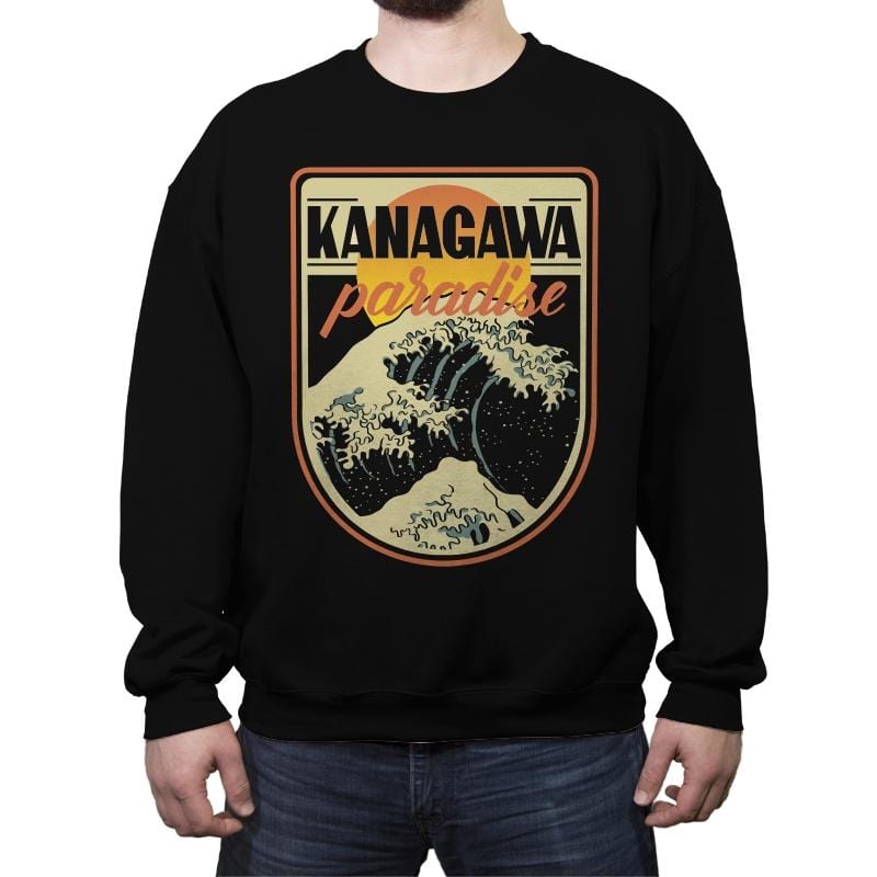 Kanagawa Paradise - Crew Neck Sweatshirt Crew Neck Sweatshirt RIPT Apparel Small / Black