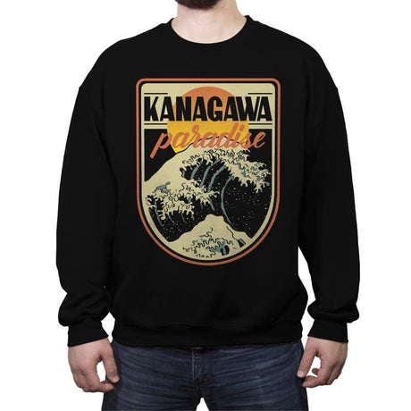 Kanagawa Paradise - Crew Neck Sweatshirt Crew Neck Sweatshirt RIPT Apparel Small / Black