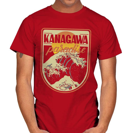 Kanagawa Paradise - Mens T-Shirts RIPT Apparel Small / Red