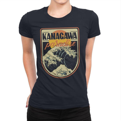 Kanagawa Paradise - Womens Premium T-Shirts RIPT Apparel Small / Midnight Navy