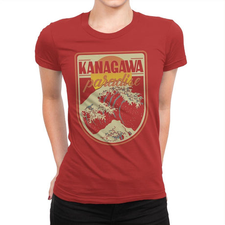 Kanagawa Paradise - Womens Premium T-Shirts RIPT Apparel Small / Red