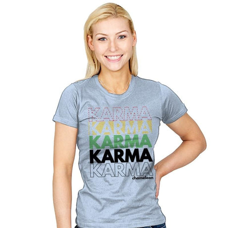 Karma Club - Womens T-Shirts RIPT Apparel Small / Baby Blue