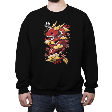 Kawaii Red Dragon - Crew Neck Sweatshirt Crew Neck Sweatshirt RIPT Apparel Small / Black