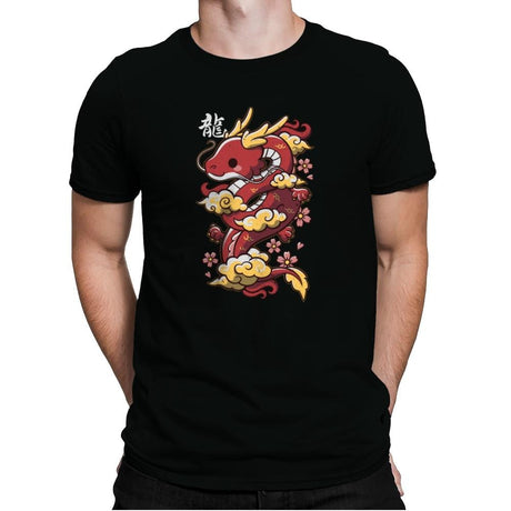 Kawaii Red Dragon - Mens Premium T-Shirts RIPT Apparel Small / Black