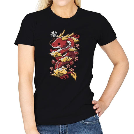 Kawaii Red Dragon - Womens T-Shirts RIPT Apparel Small / Black