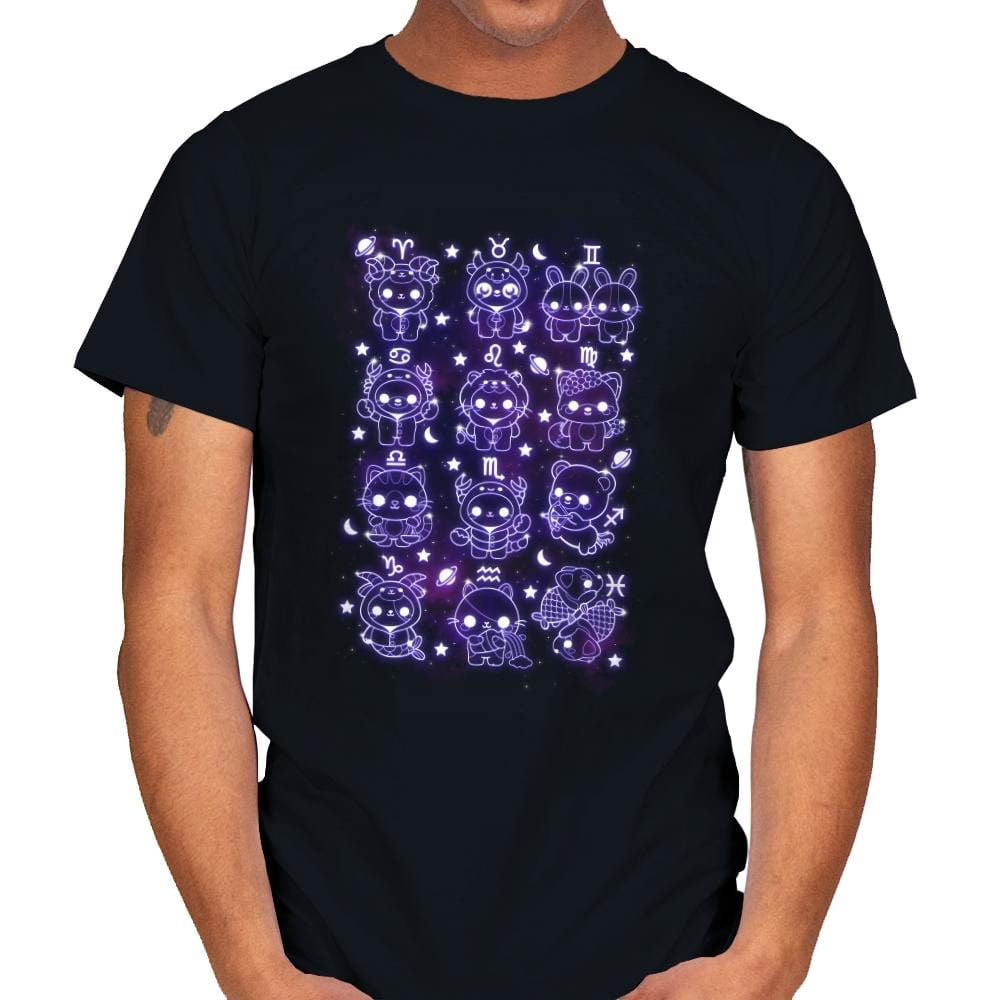 Kawaii Zodiac Signs - Mens T-Shirts RIPT Apparel Small / Black
