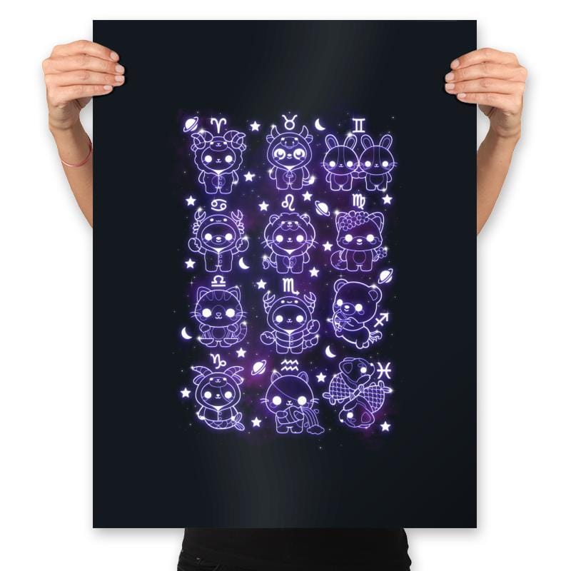 Kawaii Zodiac Signs - Prints Posters RIPT Apparel 18x24 / Black