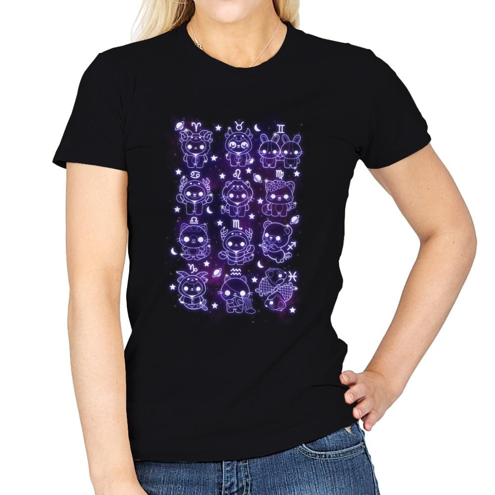 Kawaii Zodiac Signs - Womens T-Shirts RIPT Apparel Small / Black