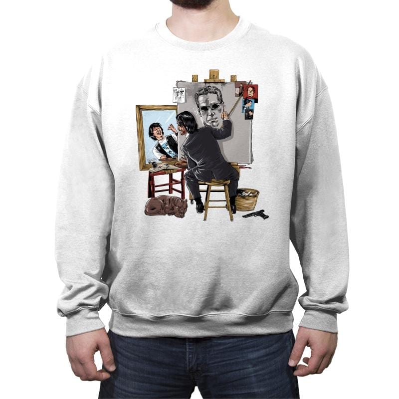 Keanu Triple Self Portrait - Crew Neck Sweatshirt Crew Neck Sweatshirt RIPT Apparel Small / White