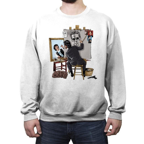 Keanu Triple Self Portrait - Crew Neck Sweatshirt Crew Neck Sweatshirt RIPT Apparel Small / White