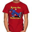 Keep On Believin' - Mens T-Shirts RIPT Apparel Small / Red