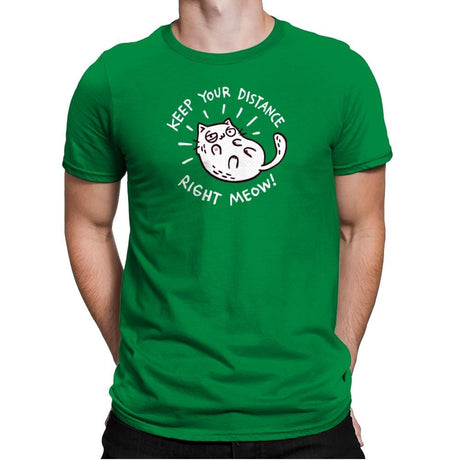 Keep Your Distance Right Meow - Mens Premium T-Shirts RIPT Apparel Small / Kelly