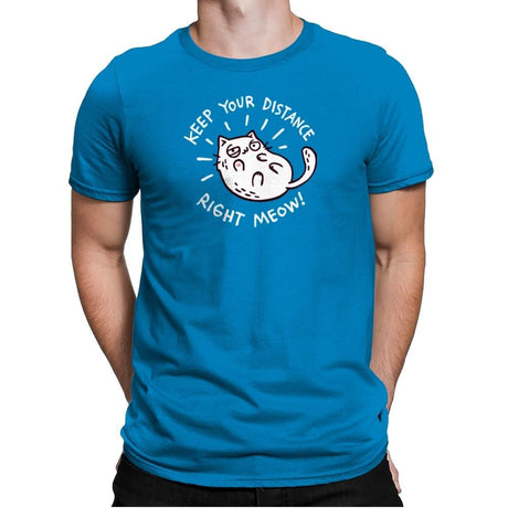 Keep Your Distance Right Meow - Mens Premium T-Shirts RIPT Apparel Small / Turqouise
