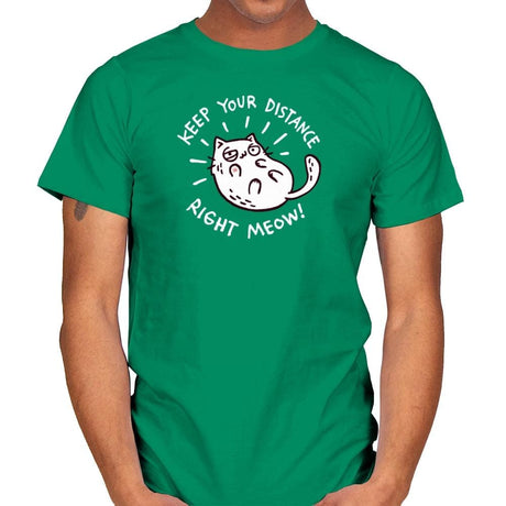 Keep Your Distance Right Meow - Mens T-Shirts RIPT Apparel Small / Kelly