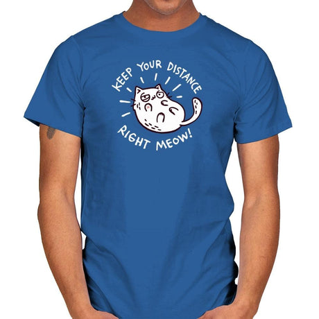Keep Your Distance Right Meow - Mens T-Shirts RIPT Apparel Small / Royal