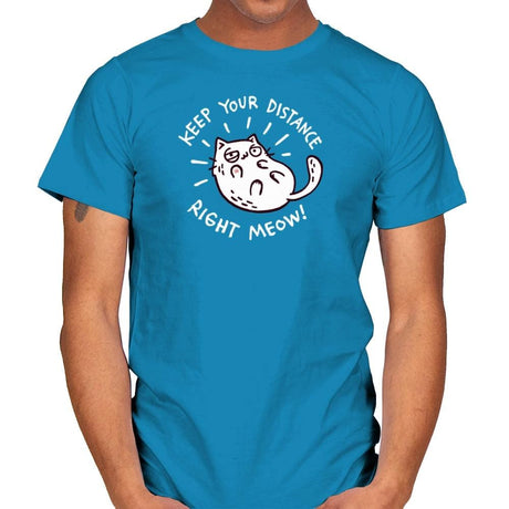 Keep Your Distance Right Meow - Mens T-Shirts RIPT Apparel Small / Sapphire