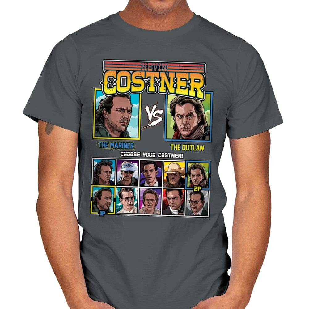 Kevin Costner Fighter - Mens T-Shirts RIPT Apparel Small / Charcoal