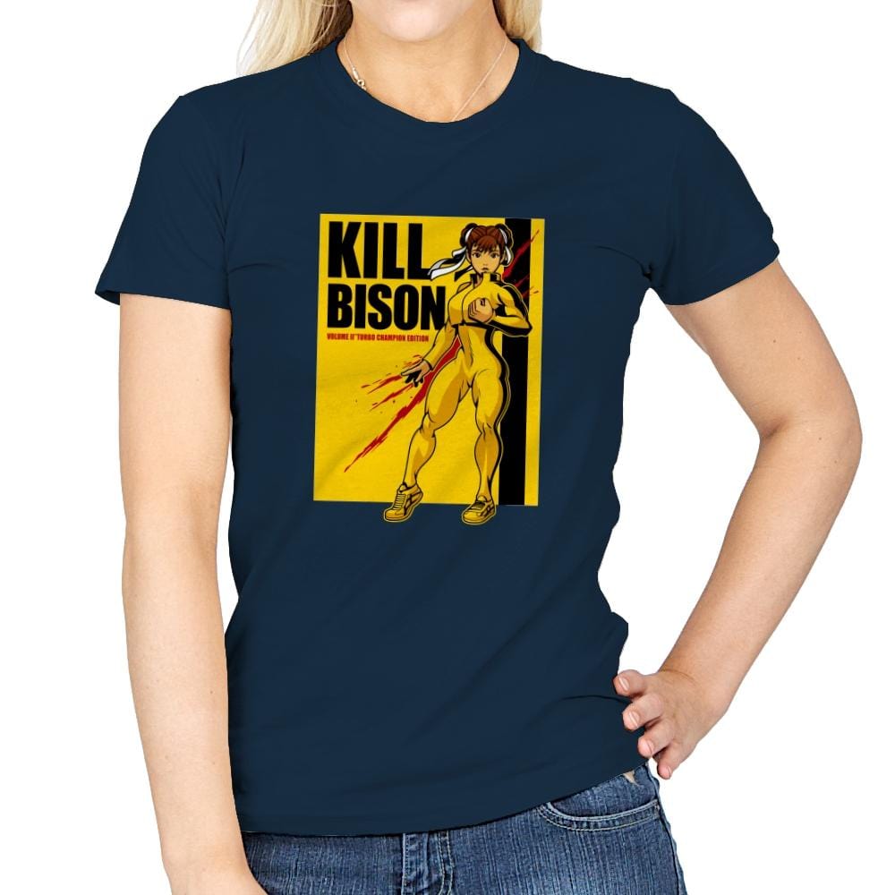 Kill Bison - Womens T-Shirts RIPT Apparel Small / Navy
