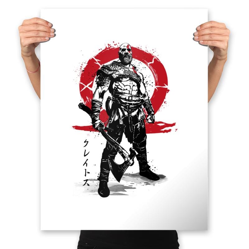 Killer of Gods Sumi-e - Prints Posters RIPT Apparel 18x24 / White