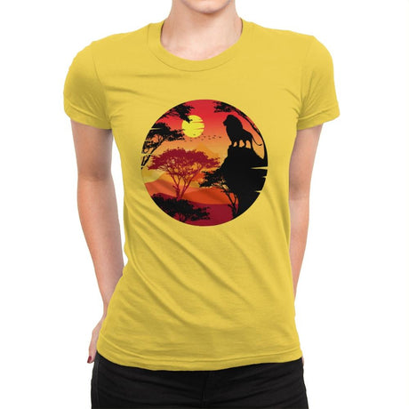 King Lion - Womens Premium T-Shirts RIPT Apparel Small / Vibrant Yellow