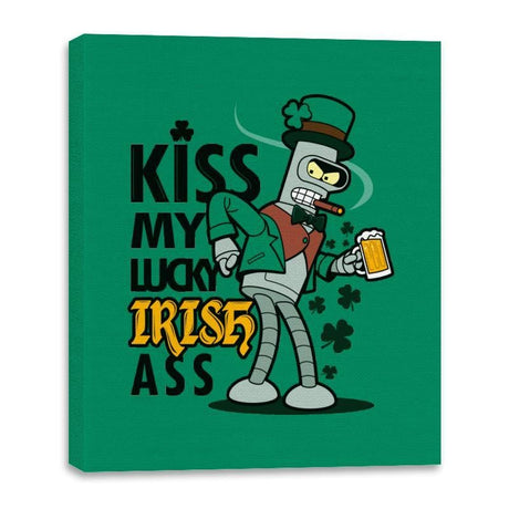 Kiss My lucky Irish - Canvas Wraps Canvas Wraps RIPT Apparel 16x20 / Kelly Green
