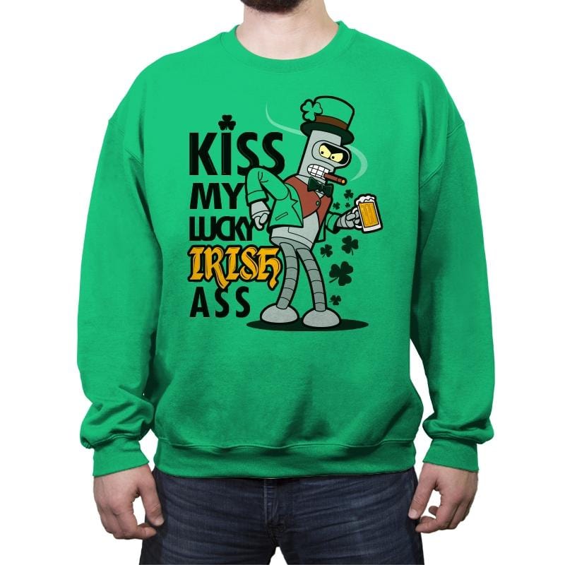 Kiss My lucky Irish - Crew Neck Sweatshirt Crew Neck Sweatshirt RIPT Apparel Small / Irish Green