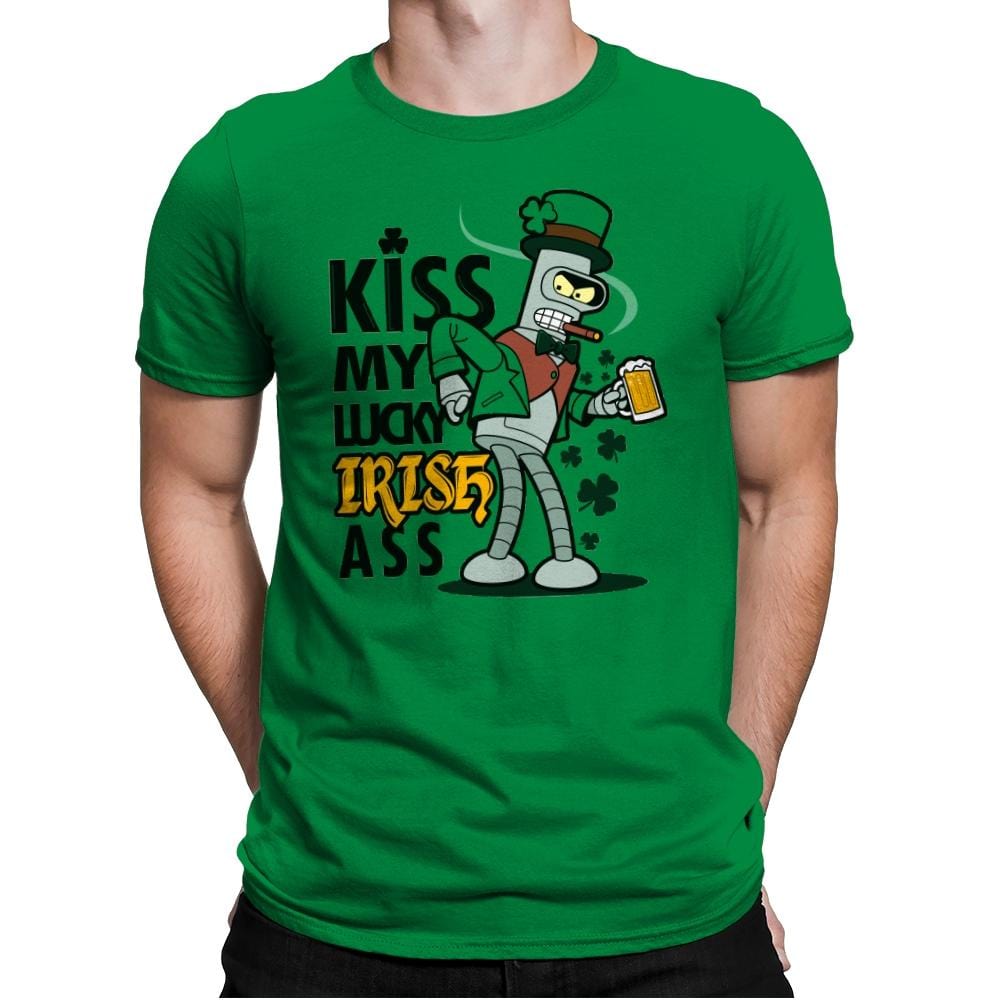 Kiss My lucky Irish - Mens Premium T-Shirts RIPT Apparel Small / Kelly Green