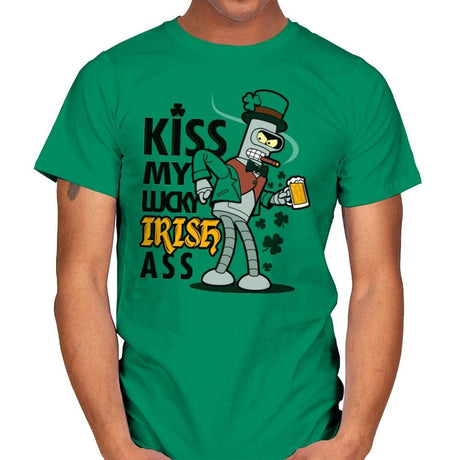 Kiss My lucky Irish - Mens T-Shirts RIPT Apparel Small / Kelly Green