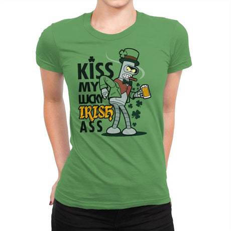 Kiss My lucky Irish - Womens Premium T-Shirts RIPT Apparel Small / Kelly Green
