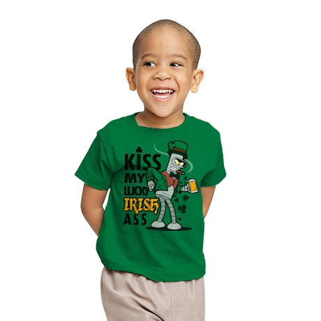 Kiss My lucky Irish - Youth T-Shirts RIPT Apparel X-small / Kelly