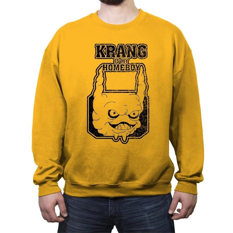 Krang is my Homeboy - Crew Neck Sweatshirt Crew Neck Sweatshirt RIPT Apparel Small / Gold