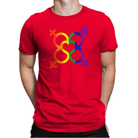 L.O.V.E. - Pride - Mens Premium T-Shirts RIPT Apparel Small / Red